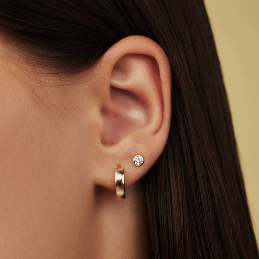 Rivoli Juliette 14 karat gold ear studs with zirconia stone - - Isabel Bernard
