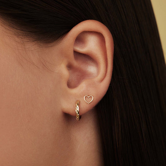Rivoli Laura 14 karat gold hoop earrings with diamond cut - - Isabel Bernard