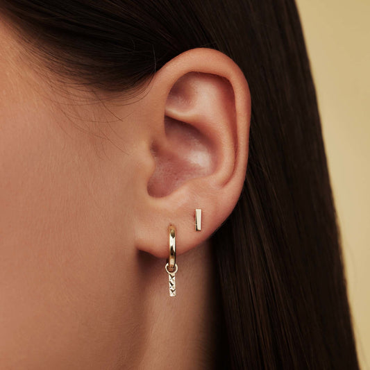 Rivoli Laura 14 karat gold hoop earrings with diamond cut rod - - Isabel Bernard