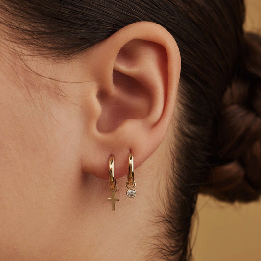 Monceau Solange 14 karat gold hoop earrings with cross - - Isabel Bernard