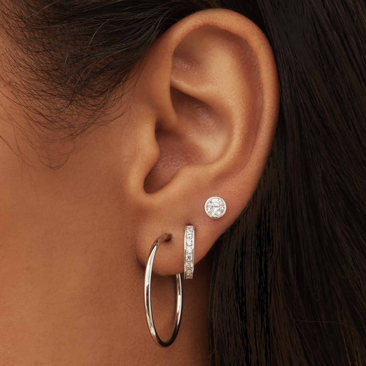 Saint Germain Cerise 14 karat white gold hoop earrings (20 mm) - - Isabel Bernard