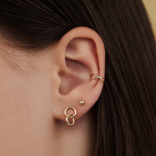 Rivoli Lisan 14 karat gold drop earrings with twist - - Isabel Bernard