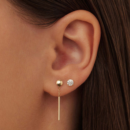Monceau Jade 14 karat gold drop earrings with rods - - Isabel Bernard