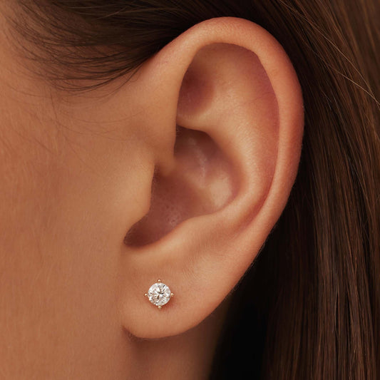 La Concorde Lourdes 14 karat rose gold ear studs with zirconia stone - - Isabel Bernard