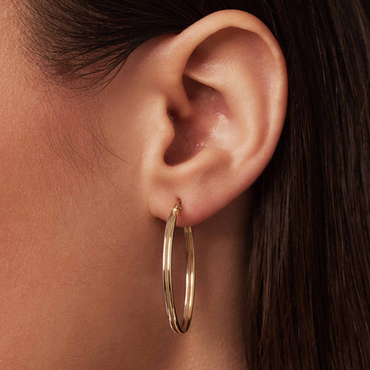 Rivoli Flori 14 karat gold hoop earrings (32 mm) - - Isabel Bernard