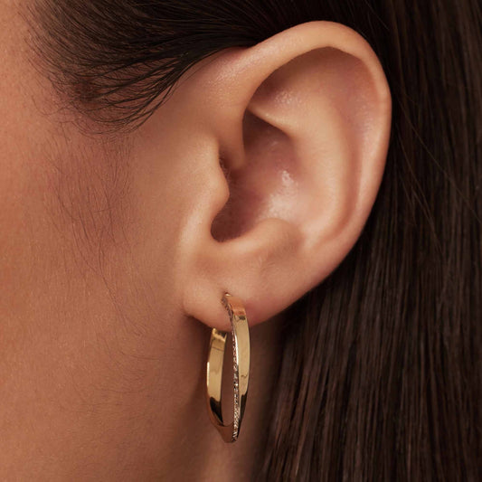 Rivoli Laura 14 karat gold hoop earrings with diamond cut (21 mm) - - Isabel Bernard