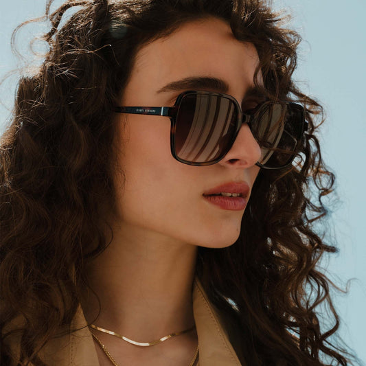 La Villette Rene brown tortoise square sunglasses with brown lenses gradient - - Isabel Bernard