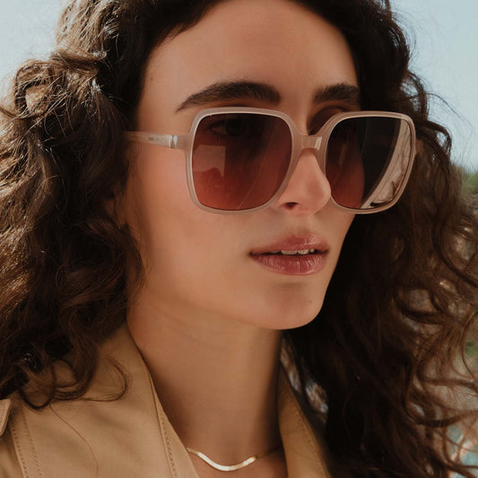 La Villette Rene soft pink square sunglasses with pink lenses - - Isabel Bernard