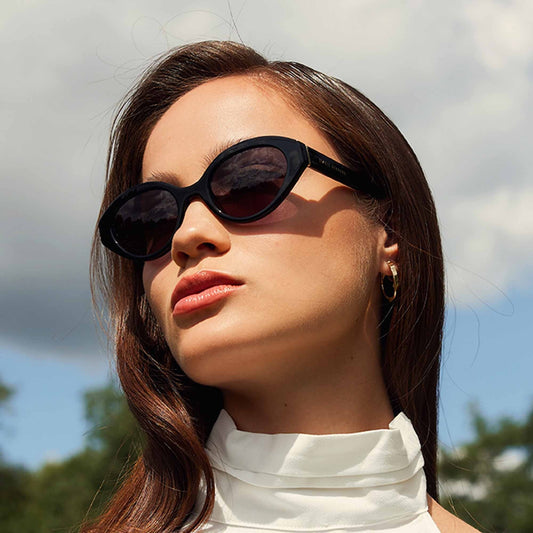 La Villette Rosaire black oval sunglasses with black lenses - - Isabel Bernard