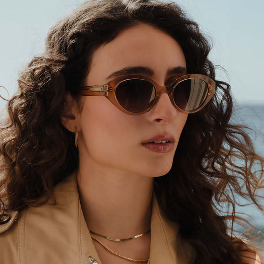 La Villette Rosaire transparent beige oval sunglasses with brown lenses gradient - - Isabel Bernard