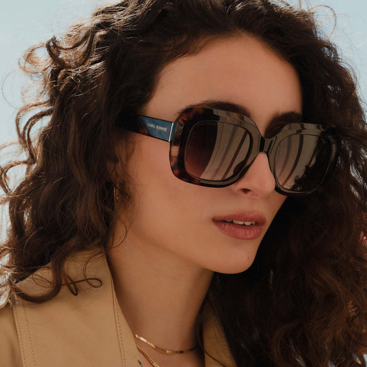 La Villette Rive brown tortoise square sunglasses with brown lenses - - Isabel Bernard