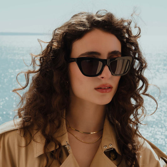 La Villette Roselin black cat eye sunglasses with black lenses - - Isabel Bernard
