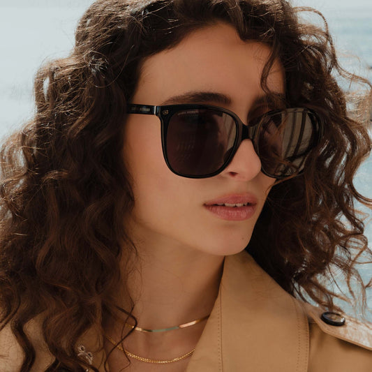 La Villette Raison black square sunglasses with black lenses - - Isabel Bernard