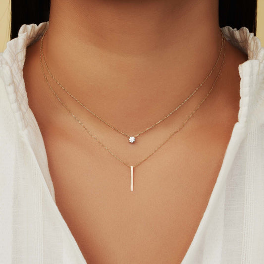Monceau Josephine 14 karat gold necklace with rod - - Isabel Bernard