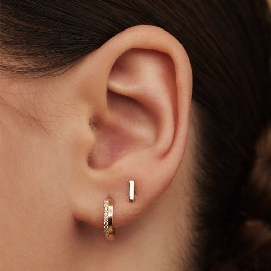 Rivoli Esmée 14 karat gold hoop earrings with zirconia stones - - Isabel Bernard