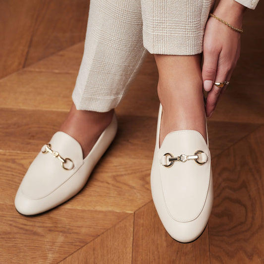 Vendôme Fleur beige calfskin leather loafers - - Isabel Bernard