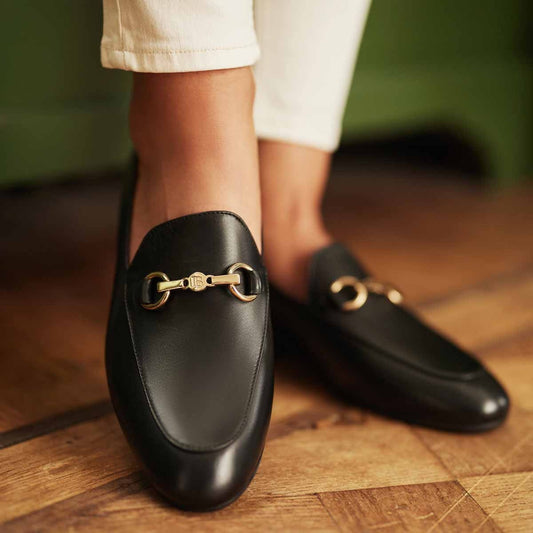 Vendôme Fleur black calfskin leather loafers - - Isabel Bernard