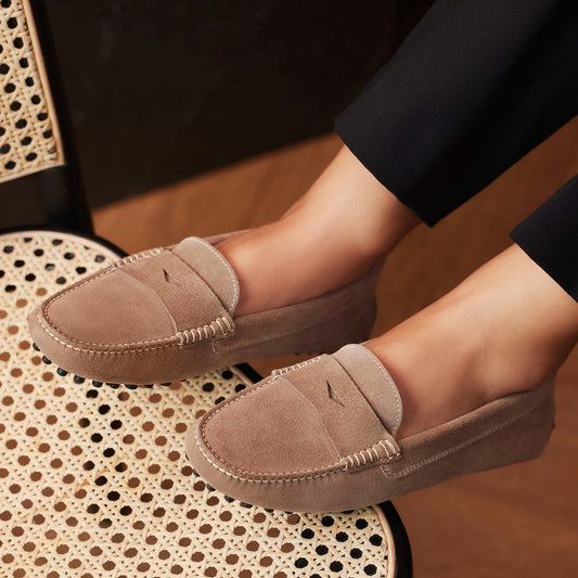Vendôme Marie taupe suede moccasins - - Isabel Bernard