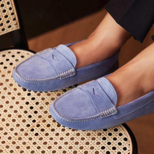 Vendôme Marie light blue suede moccasins - - Isabel Bernard
