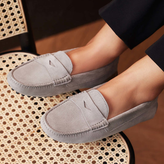 Vendôme Marie grey suede moccasins - - Isabel Bernard