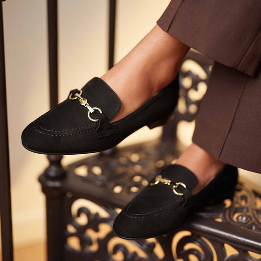 Vendôme Fleur black suede loafers - - Isabel Bernard