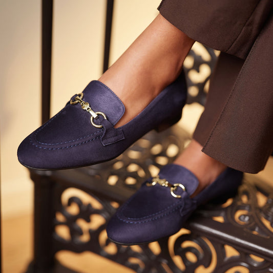 Vendôme Fleur blue suede loafers - - Isabel Bernard