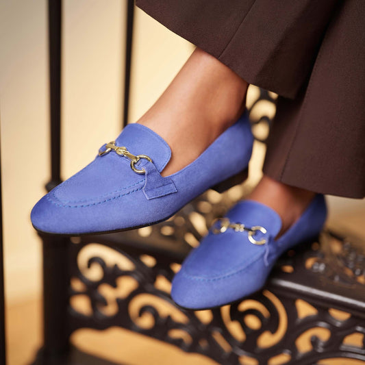 Vendôme Fleur blue suede loafers - - Isabel Bernard