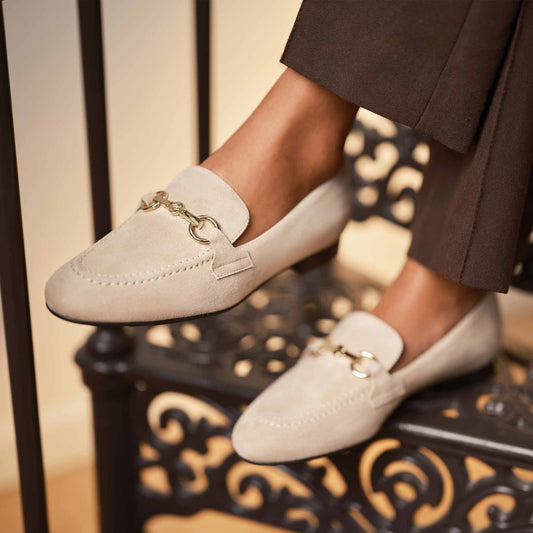 Vendôme Fleur beige suede loafers - - Isabel Bernard