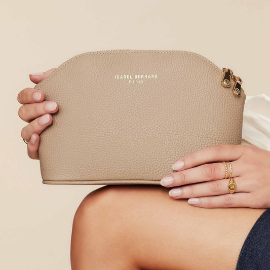 Honoré Brunelle taupe calfskin leather toiletry bag - - Isabel Bernard