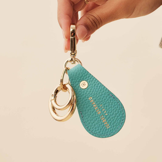 Honoré Filou blue calfskin leather Airtag key ring - - Isabel Bernard