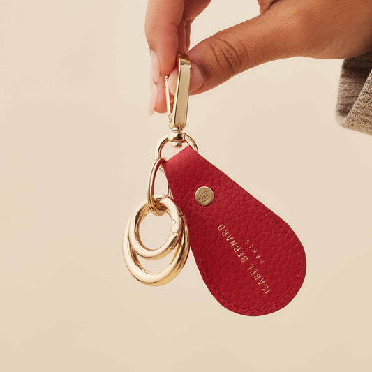 Honoré Filou red calfskin leather Airtag key ring - - Isabel Bernard