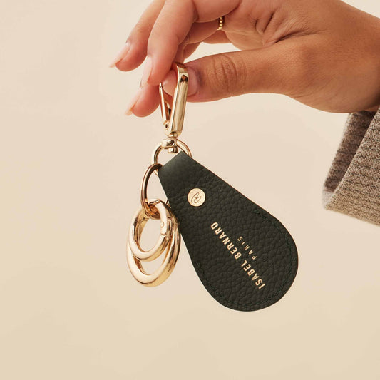 Honoré Filou green calfskin leather Airtag key ring - - Isabel Bernard
