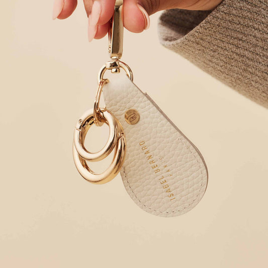 Honoré Filou cream calfskin leather Airtag key ring - - Isabel Bernard