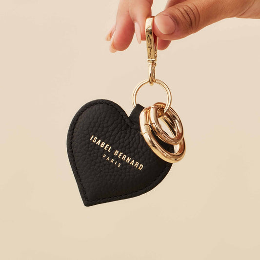 Honoré Faye black calfskin leather heart key ring - - Isabel Bernard