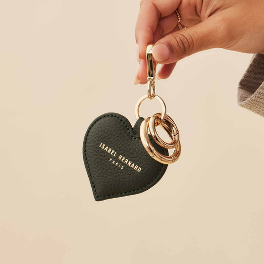 Honoré Faye green calfskin leather heart key ring - - Isabel Bernard