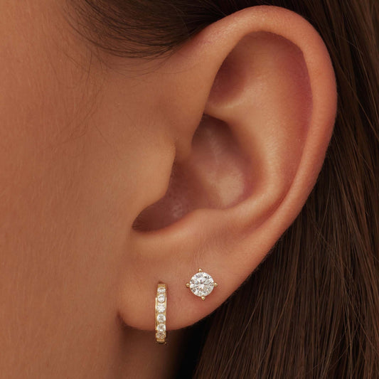 Cadeau d'Isabel 14 karat gold earring set with zirconia stones - - Isabel Bernard