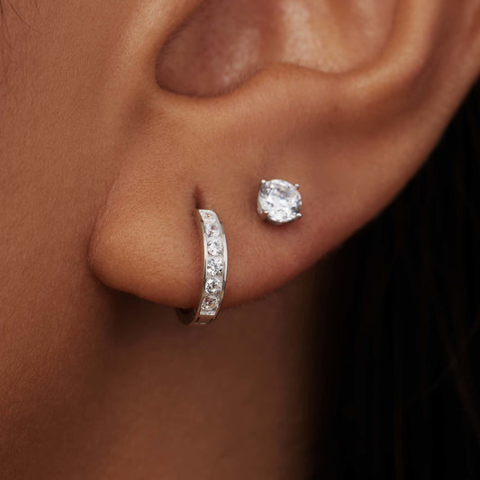 Cadeau d'Isabel 14 karat white gold earring set with zirconia stones - - Isabel Bernard
