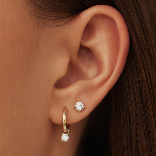 Cadeau d'Isabel 14 karat gold earring set with zirconia stones - - Isabel Bernard