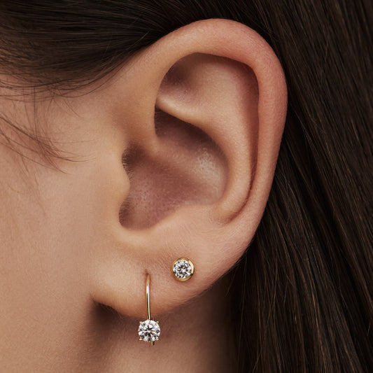 Cadeau d'Isabel 14 karat gold earring set with zirconia stones - - Isabel Bernard