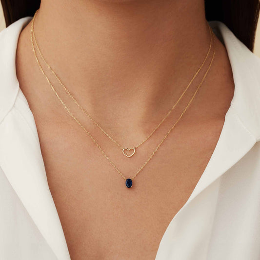 Cadeau d'Isabel 14 karat gold necklaces gift set with heart and zirconia stone - - Isabel Bernard