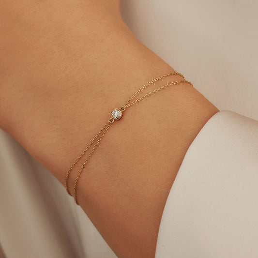 De la Paix Inaya 14 karat gold bracelet with diamond 0.02 carat - - Isabel Bernard