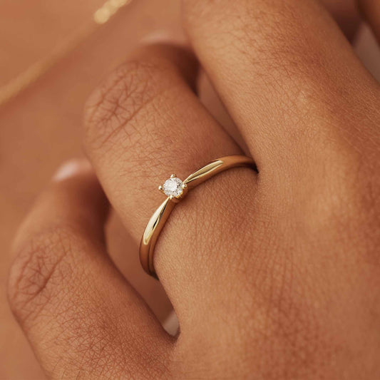 De la Paix Céline 14 karat gold ring with diamond 0.05 carat - - Isabel Bernard