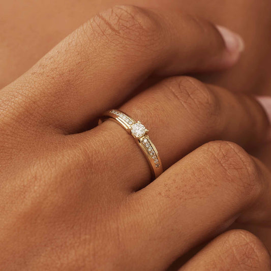 De la Paix Madeline 14 karat gold ring with diamond 0.20 carat - - Isabel Bernard