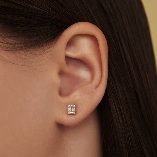 De la Paix Maxime 14 karat gold stud ear studs with diamond 0.19 carat - - Isabel Bernard