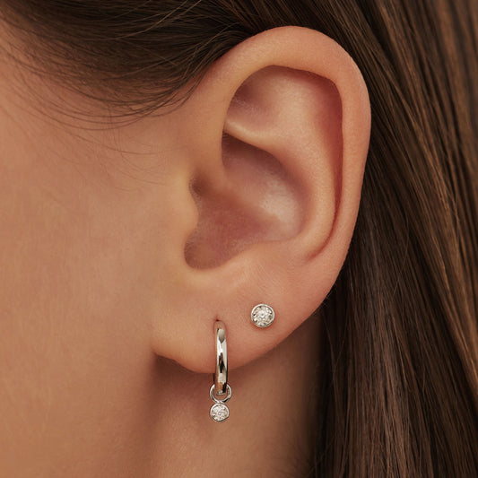 De la Paix Inaya 14 karat white gold hoop earrings with diamond 0.02 carat - - Isabel Bernard