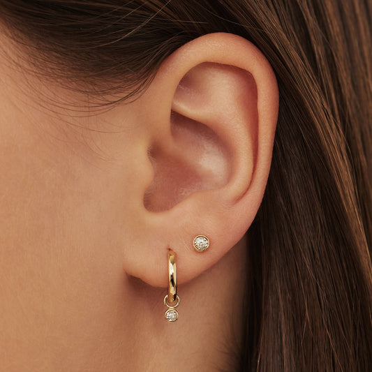 De la Paix Inaya 14 karat gold ear studs with diamond 0.04 carat - - Isabel Bernard