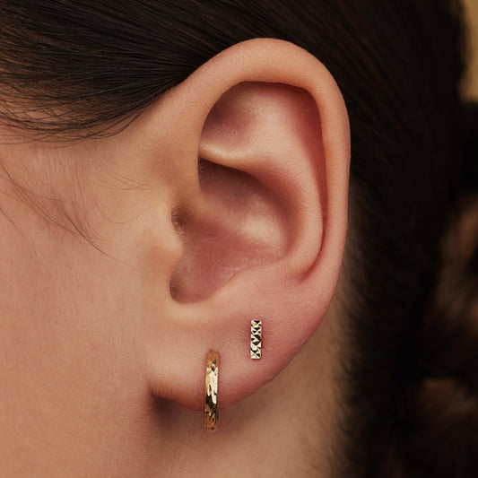 Rivoli Laura 14 karat gold stud ear studs with diamond cut - - Isabel Bernard