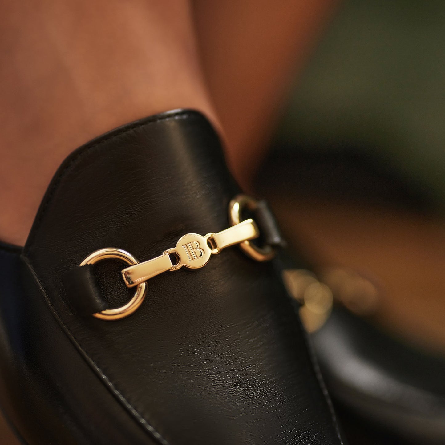 Vendôme Fleur black calfskin leather slipper loafers -  - Isabel Bernard