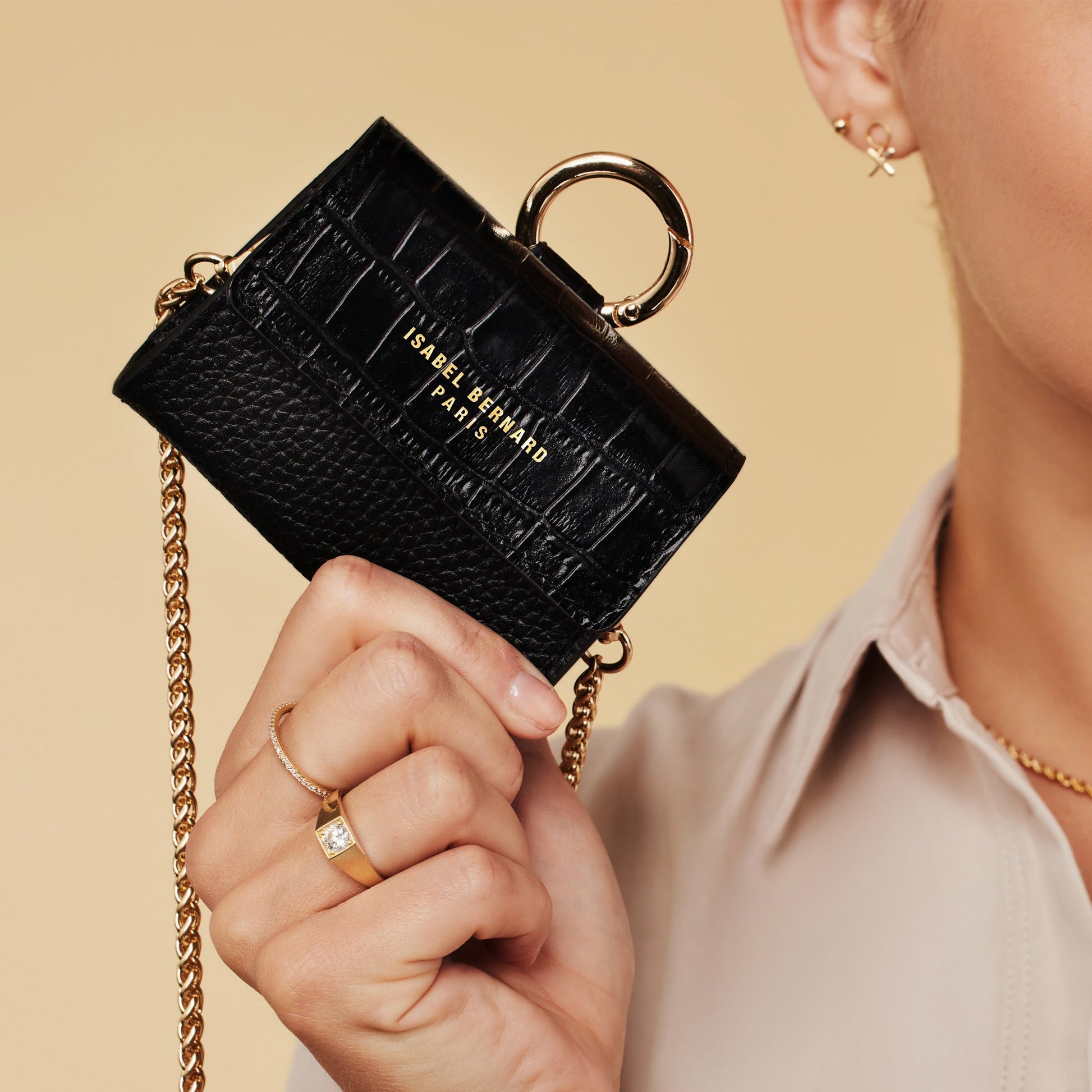 Femme Forte Amélie black calfskin leather crossbody bag -  - Isabel Bernard