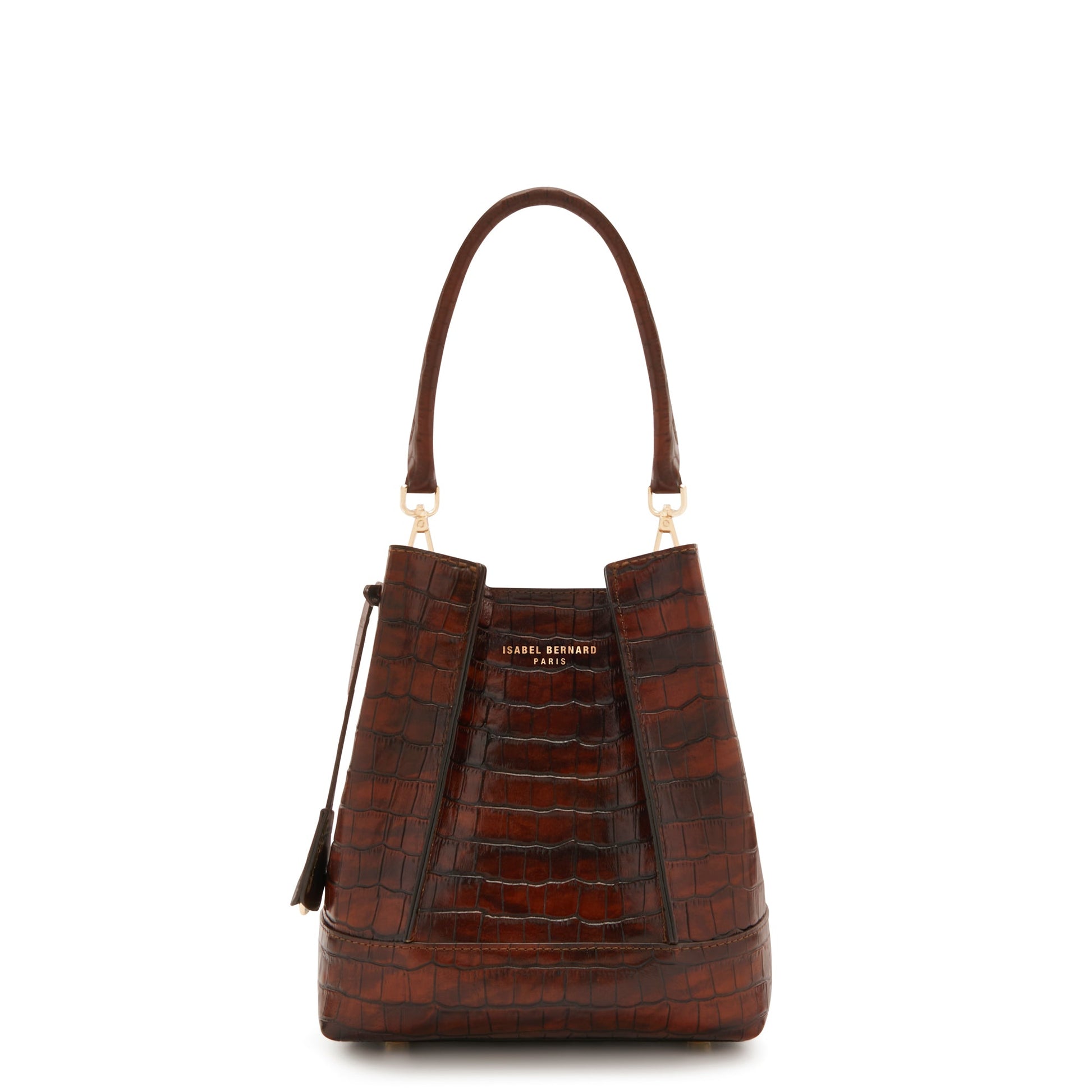 Femme Forte Minette croco brown calfskin leather handbag -  - Isabel Bernard